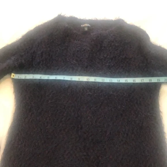 Express eyelash long sleeve sweater dark maroon purple and black high low front - Picture 4 of 9